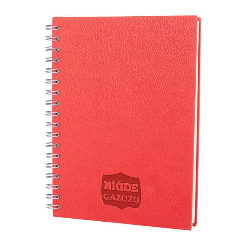 ALTINDAĞ KIRMIZI KARELİ SPİRALLİ TARİHSİZ DEFTER (17X24 CM)