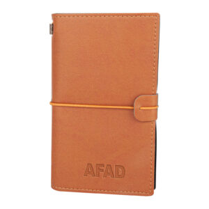 KUĞULU KAHVERENGİ TARİHSİZ DEFTER (11,5X20 CM)