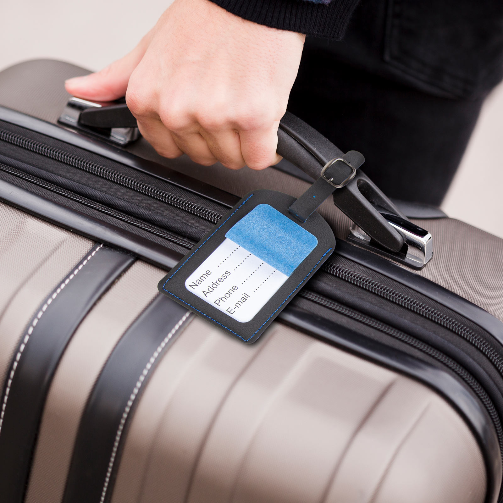 BAGAJ ETİKETİ LACİVERT DERİ - Görsel 2