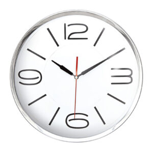 ATHENA305 BEYAZ-GÜMÜŞ METAL ÇERÇEVE DUVAR SAATİ (360 MM)