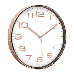 HADES406 BEYAZ-BAKIR METALİZE ÇERÇEVE DUVAR SAATİ(380 MM)