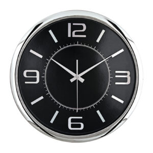 HELLEN404 SİYAH-GÜMÜŞ METALİZE ÇERÇEVE DUVAR SAATİ (420MM)