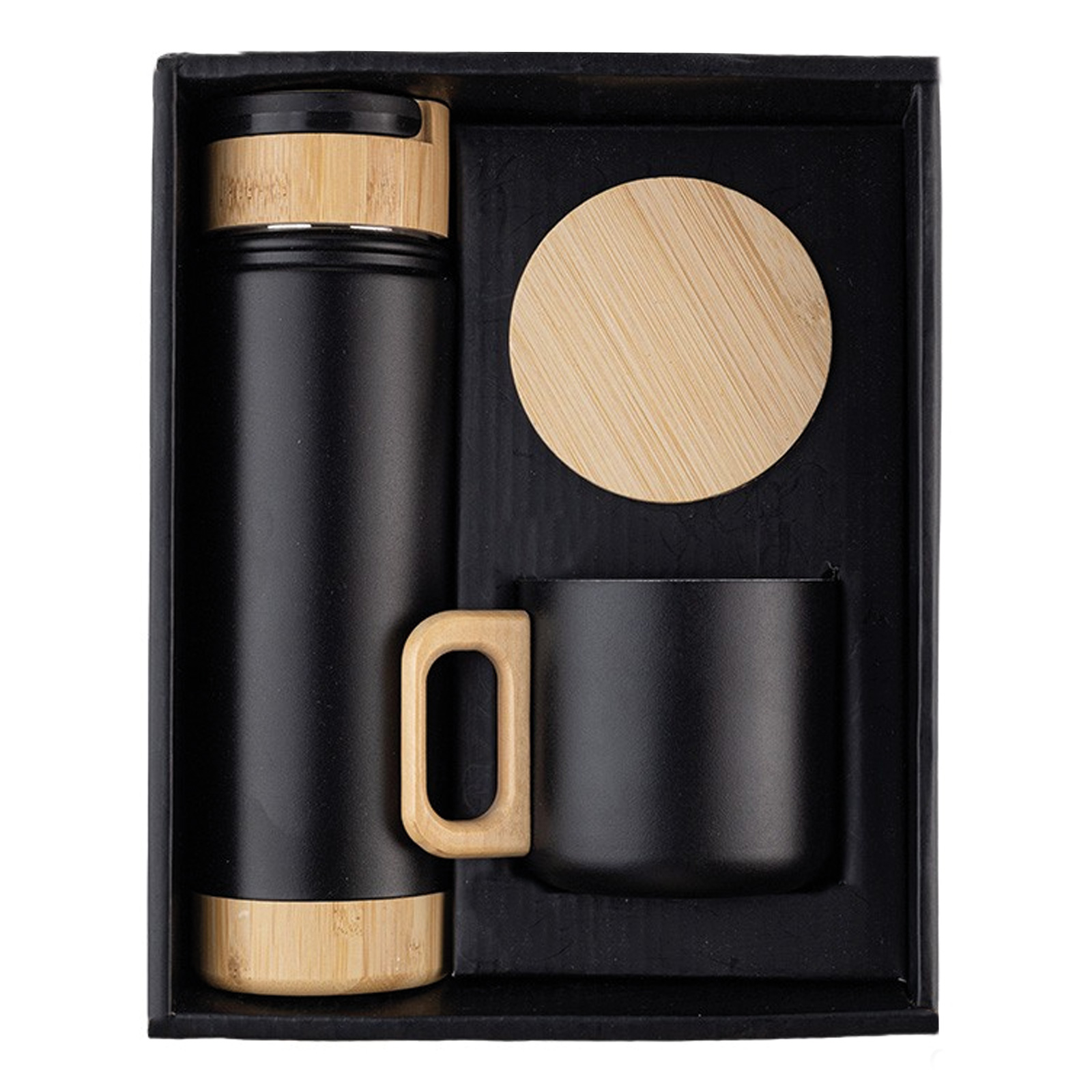 SERENLİ SİYAH 550 ML TERMOS KUPA SETİ